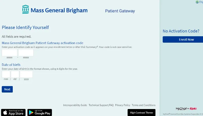 MGH Patient Gateway Registration